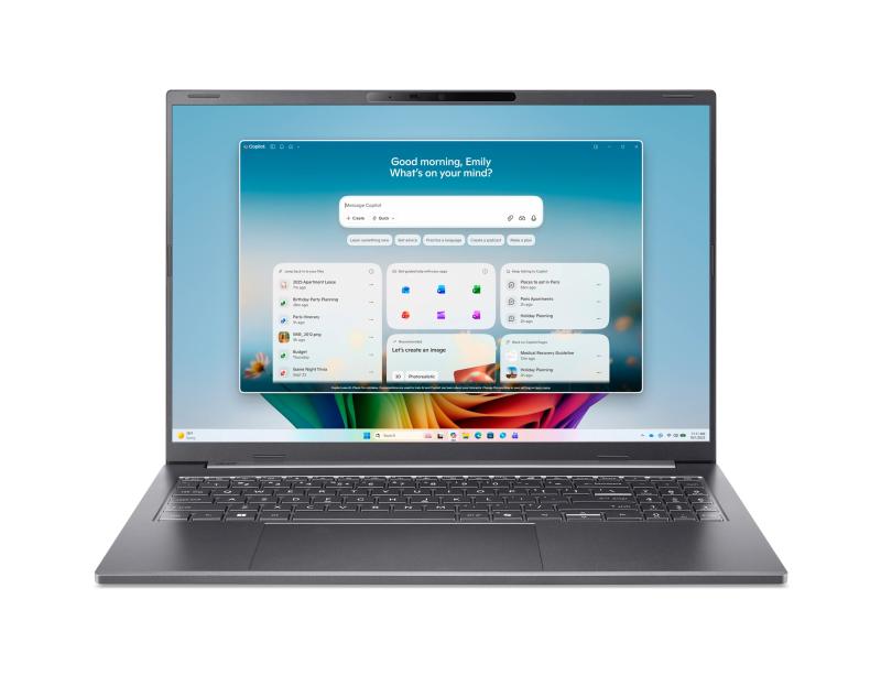Laptop Consumer Acer Aspire 16 AI, cu procesor Intel Core