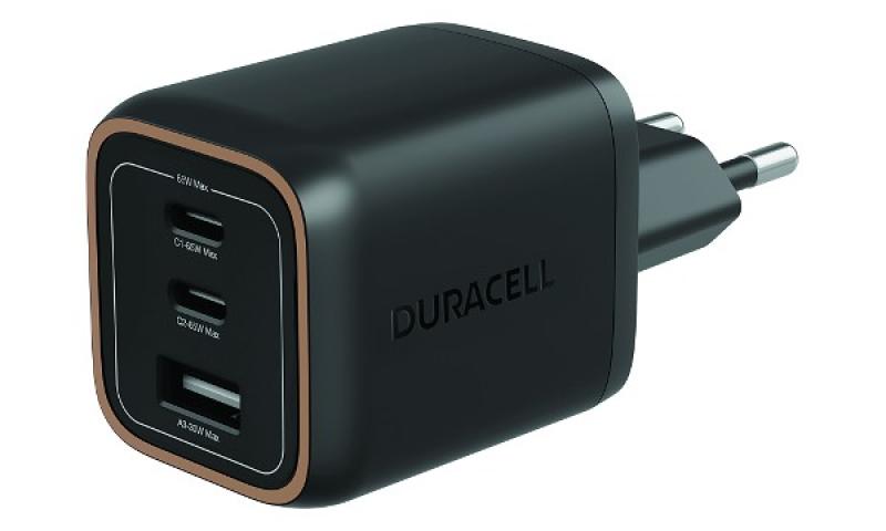 Incarcator Duracell, putere 65W, conectivitate GaN 2 x USB-C