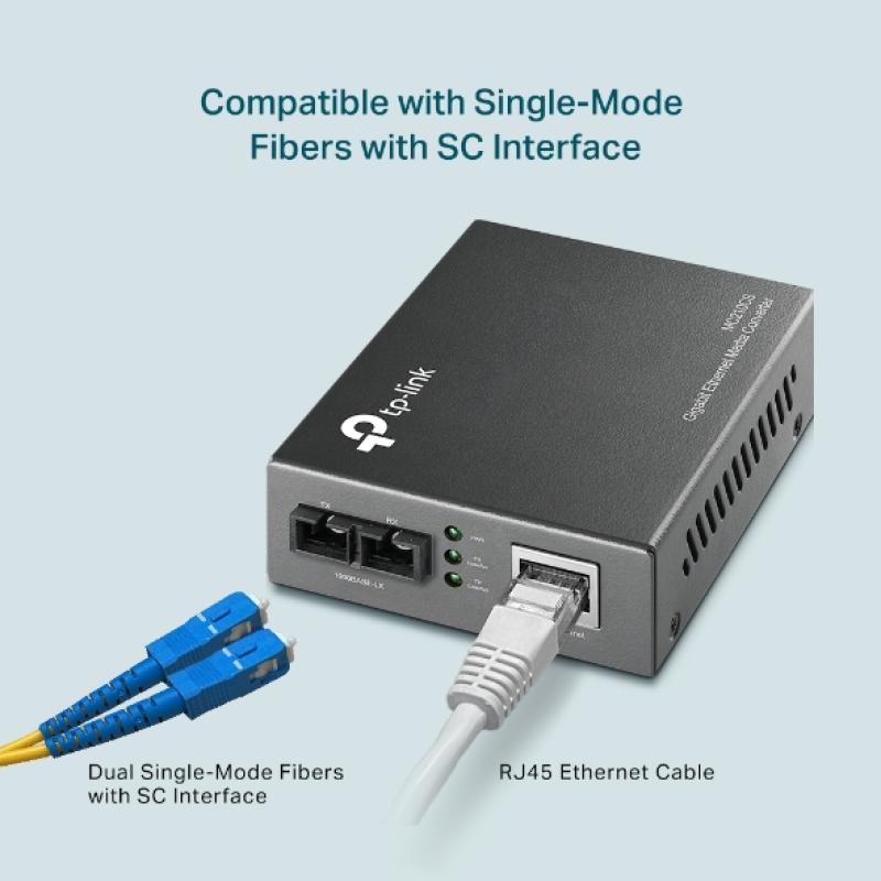 "Omada 10/100/1000 Mbps RJ45 to 1000 Mbps Single-Mode SC Fiber - imagine 9