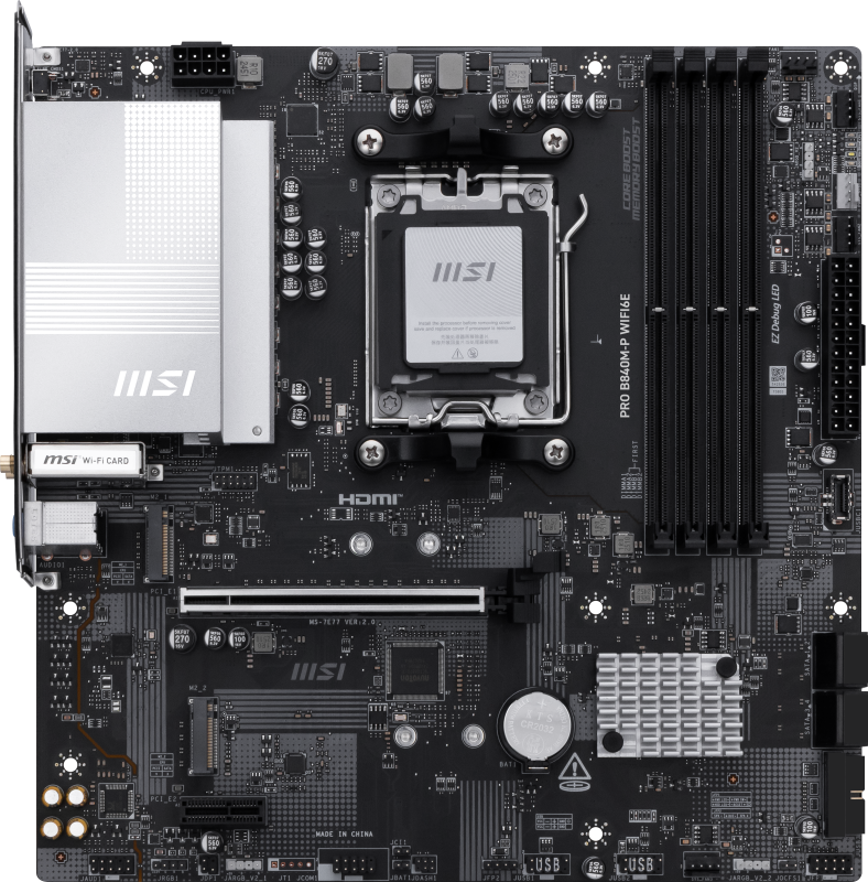 Placa de baza MSI PRO B840M-P WIFI6E, Socket AM5, DDR5,