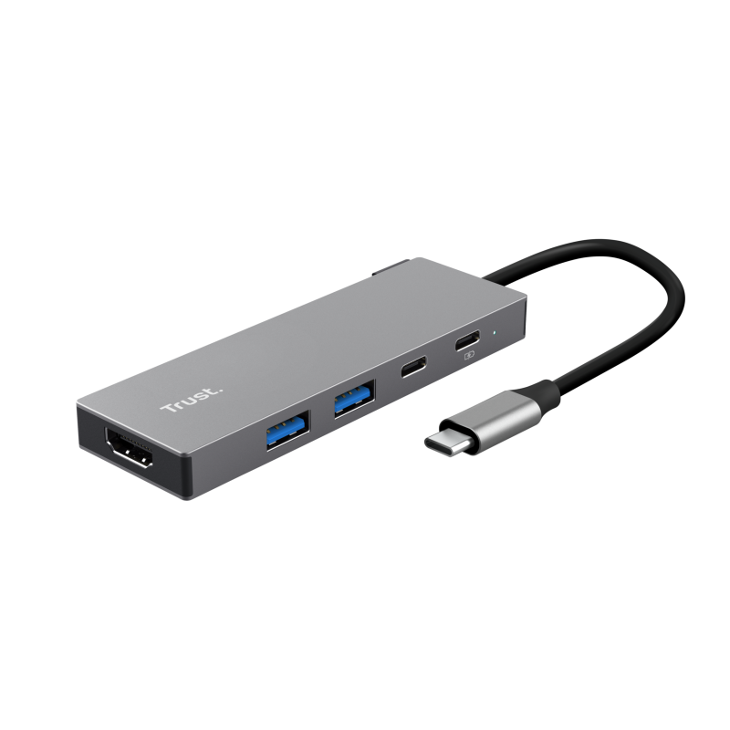 Hub USB Trust Dalyx USB-C, 5 porturi, HDMI, Gri