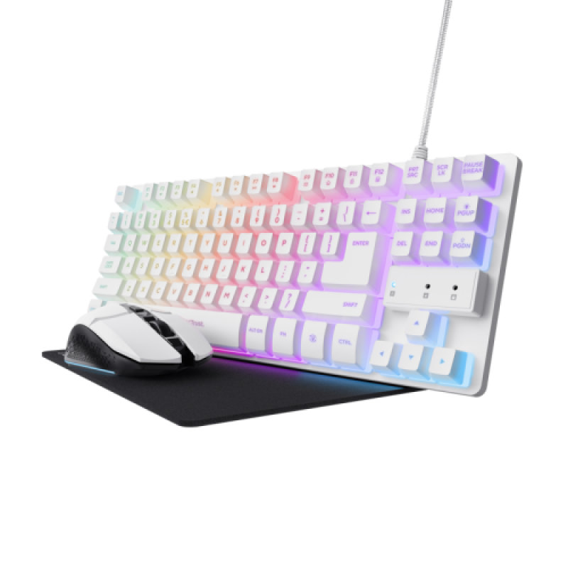 Tastatura Mecanica Trust GXT 794W, RGB, USB, Alb