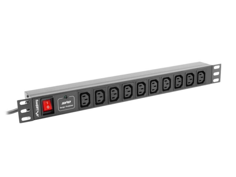 Unitate distributie alimentare PDU 19", 1U, 10A, 10 prize IEC