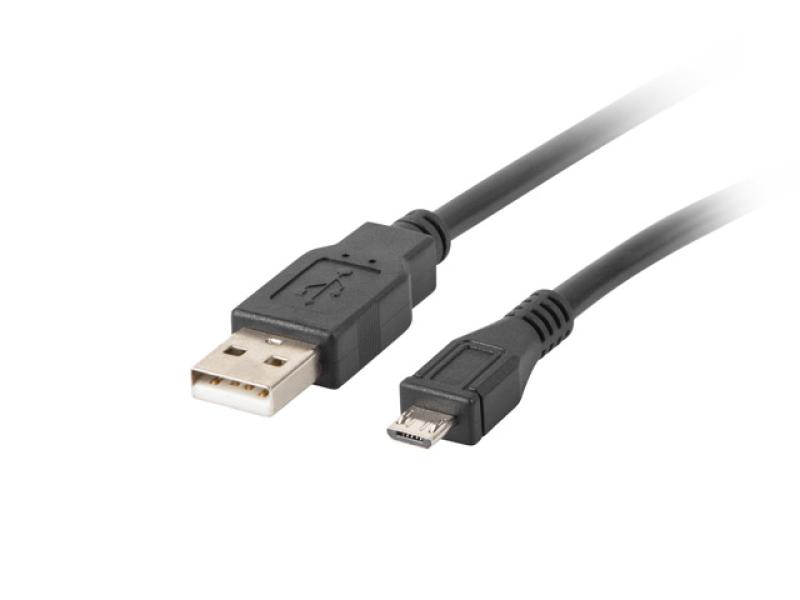 Cablu Lanberg CA-USBM-10CC-0003-BK, Micro-USB B/ USB A, 0.3 m, Negru