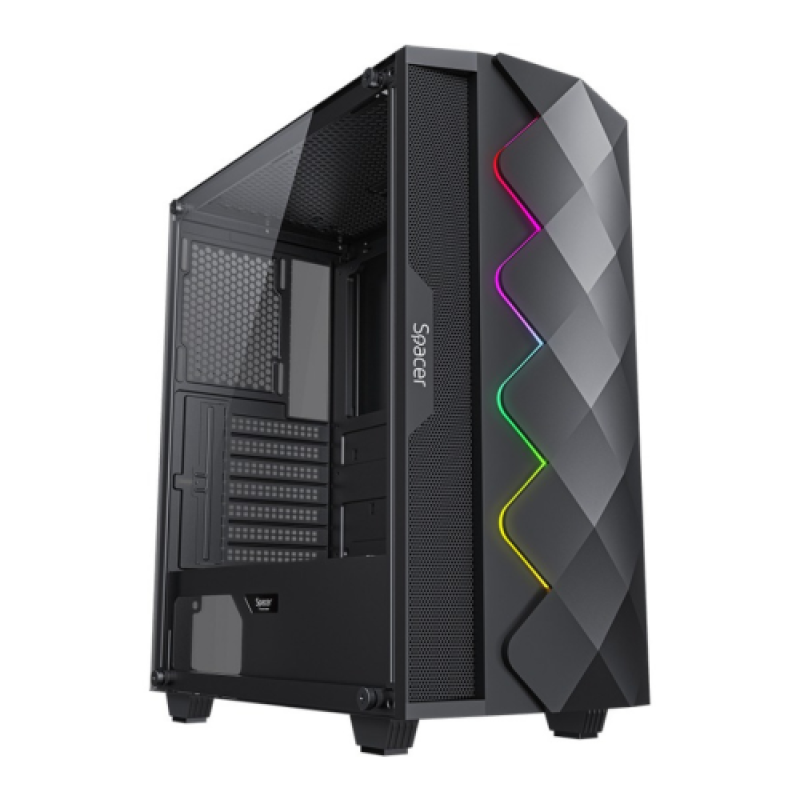 Carcasa Spacer Quartz, RGB, Mid Tower, Black