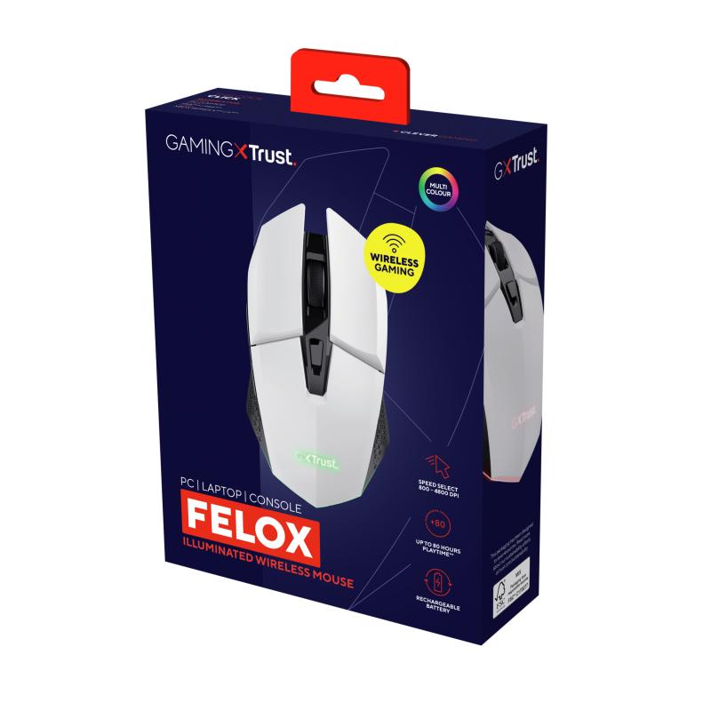 Mouse Trust GXT110W Felox cu fir,  4800 DPI, alb - imagine 12