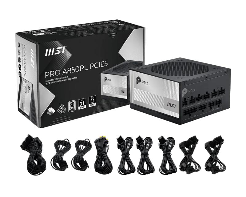 Sursa MSI PRO A850PL PCIE5, 80 PLUS Platinum, 850 W
