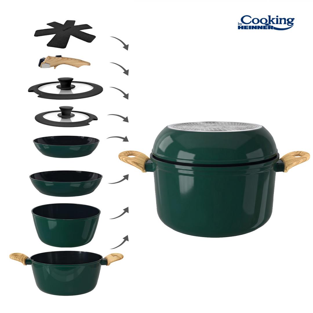 SET 8 PIESE DIN ALUMINIU FORJAT MARBELLA VERDE, COOKING BY