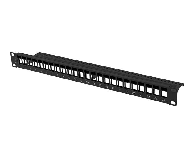 Patch panel gol 24 porturi 1U pentru module Keystone, negru - imagine 2
