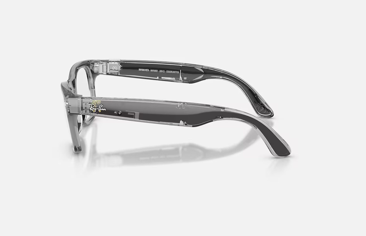 Ray-Ban Meta Wayfarer Gen 2 AI Glasses Shiny Transparent Grey/Sapphire - imagine 5