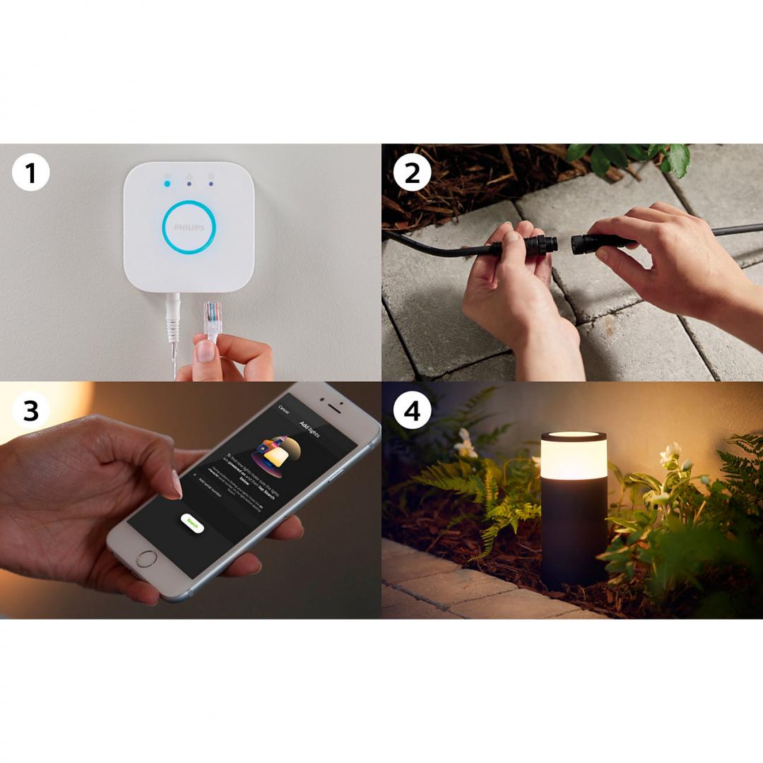 Stalp LED RGB extensie pentru iluminat exterior Philips Hue Calla, - imagine 7