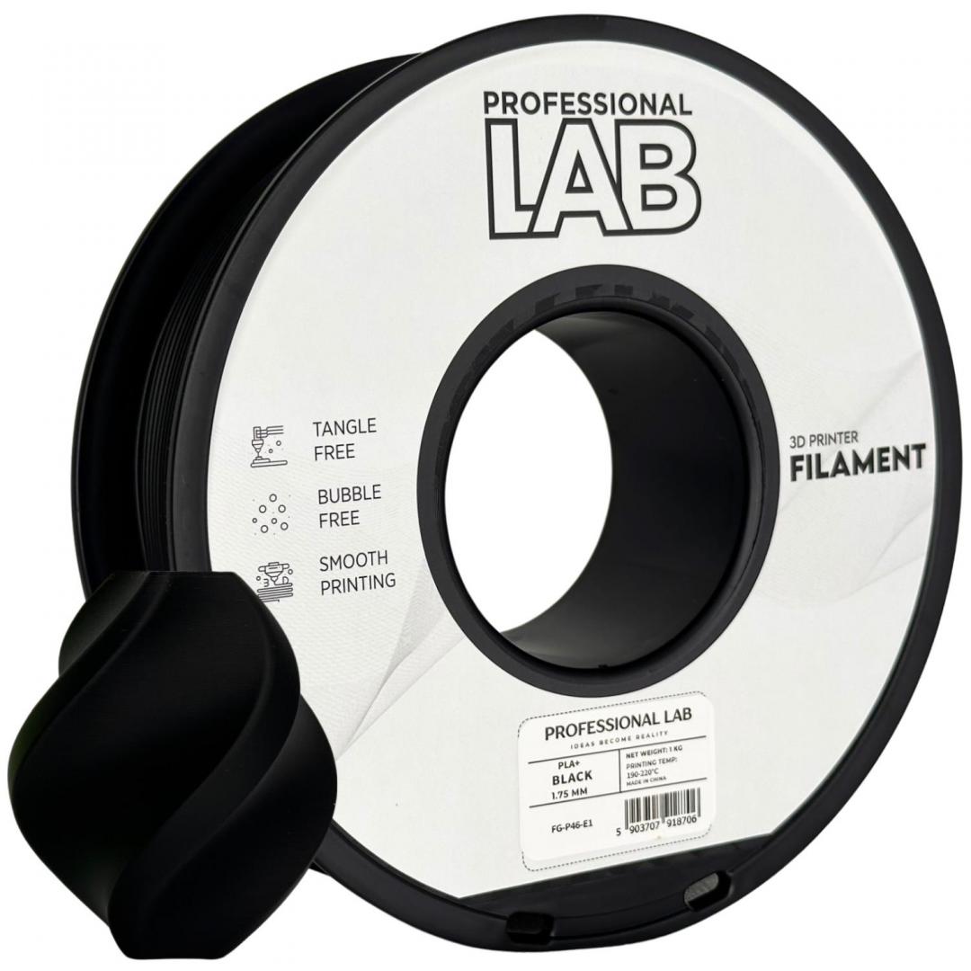 PROF. LAB 3D FILAMENT 1KG PLA+ BLACK, Diametru: 1.75mm, Greutate: