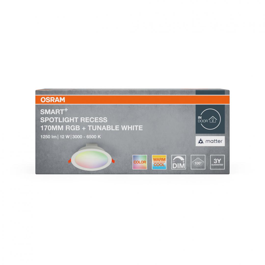 Spot LED RGB incastrat OSRAM SMART+ MATTER 100°, 12W, 1250