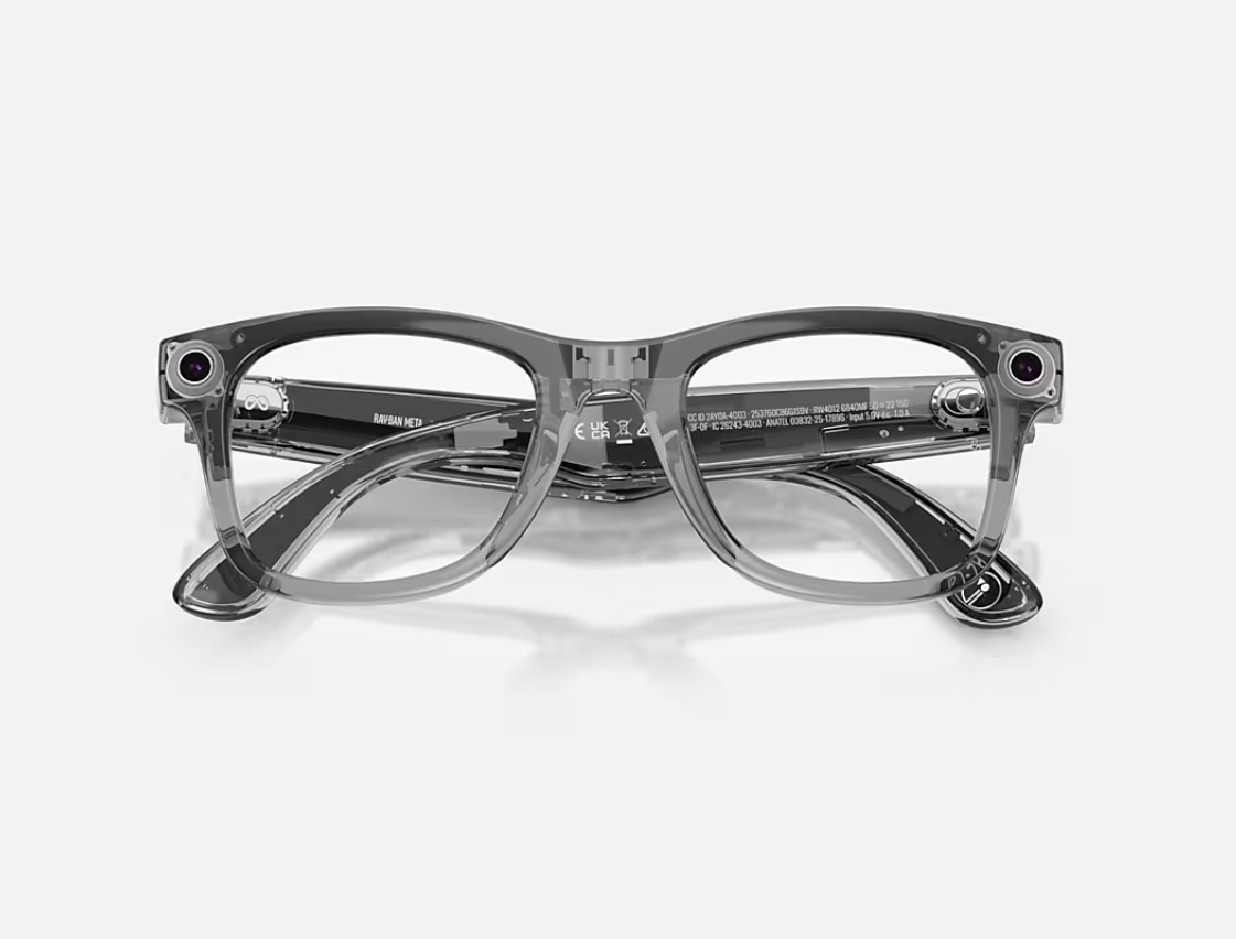 Ray-Ban Meta Wayfarer Gen 2 AI Glasses Shiny Transparent Grey/Sapphire - imagine 7