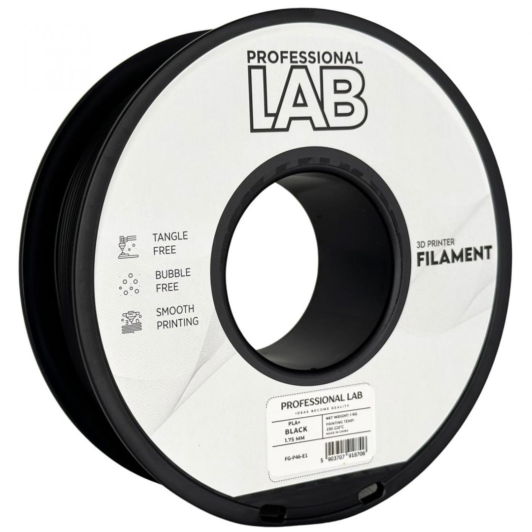 PROF. LAB 3D FILAMENT 1KG PLA+ BLACK, Diametru: 1.75mm, Greutate: - imagine 3