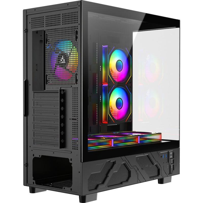 Carcasa ALPHAGEAR Dervish mark 1, RGB, Mid Tower, Black - imagine 2