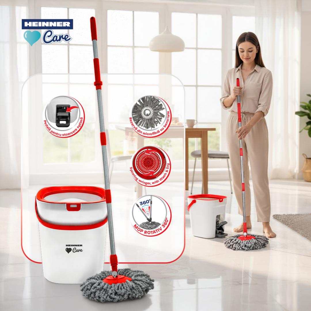 SET CURATENIE CU PEDALA WASH&DRY, CLEAN STEP, ROSU - imagine 6