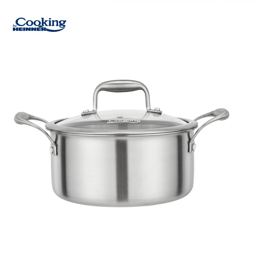 SEMIOALA INOX+CAPAC STICLA 20x10CM, 2.8L, ATOMIC3, COOKING BY HEINNER - imagine 3