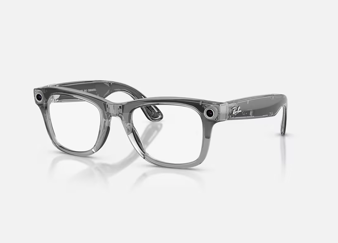 Ray-Ban Meta Wayfarer Gen 2 AI Glasses Shiny Transparent Grey/Sapphire