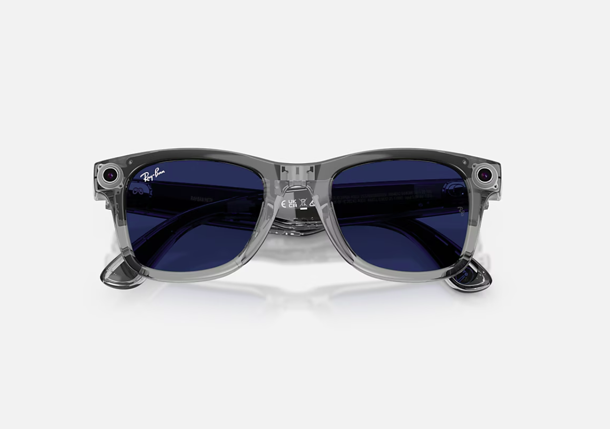 Ray-Ban Meta Wayfarer Gen 2 AI Glasses Shiny Transparent Grey/Sapphire - imagine 4