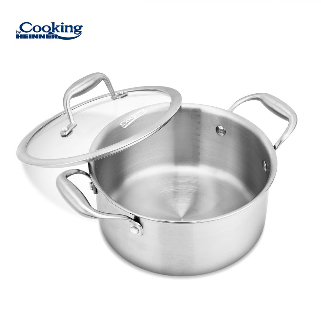 SEMIOALA INOX+CAPAC STICLA 24x12CM, 5L, ATOMIC3, COOKING BY HEINNER - imagine 4