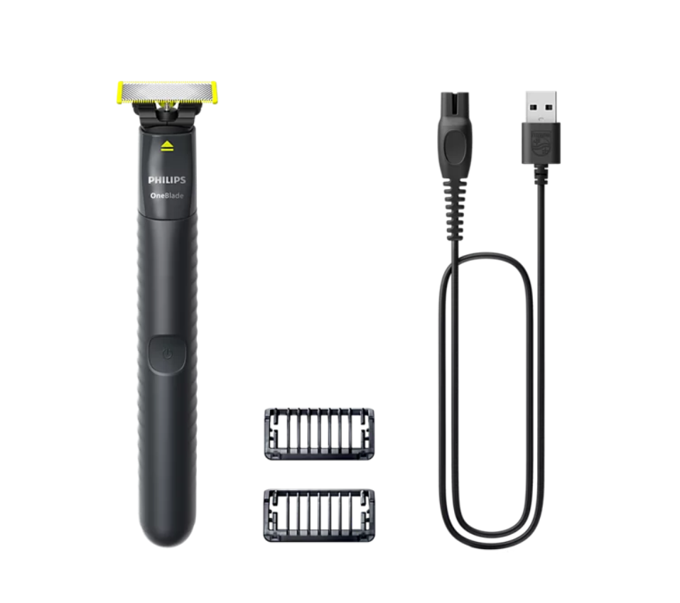 Aparat de ras electric Philips Oneblade QP1424/10, negru/verde, husa inclusa
