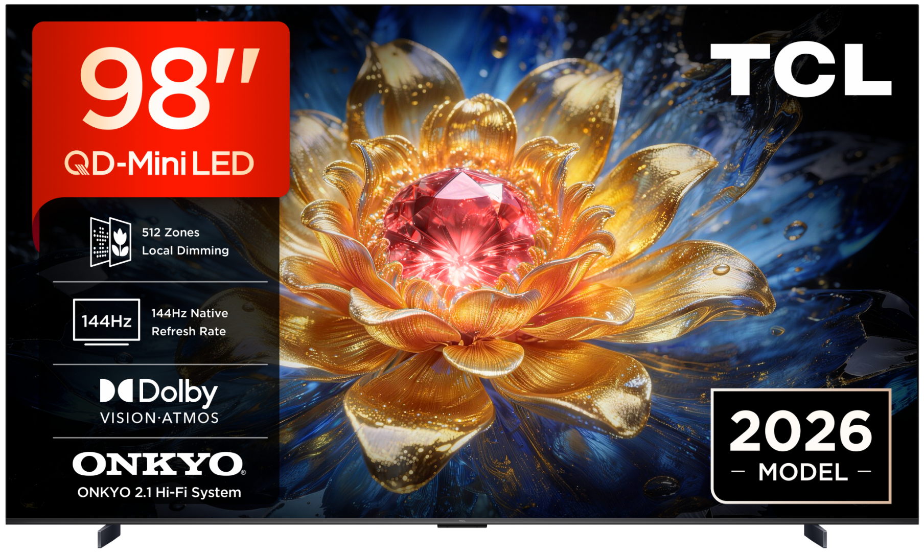 Televizor TCL QD-MiniLED 98T8D, 248 cm, Smart Google TV, 4K