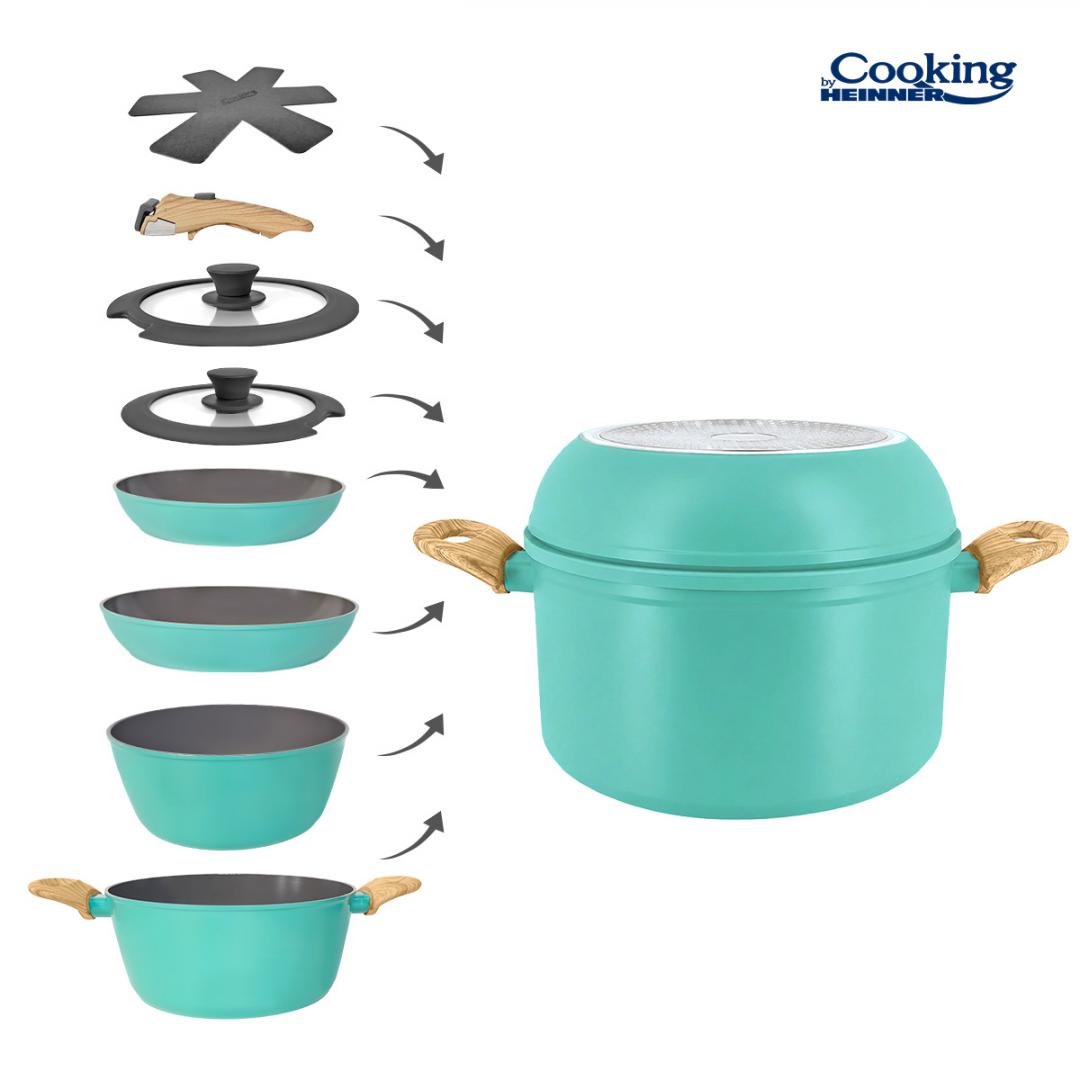 SET 8 PIESE DIN ALUMINIU FORJAT MARBELLA TURQUISE, COOKING BY