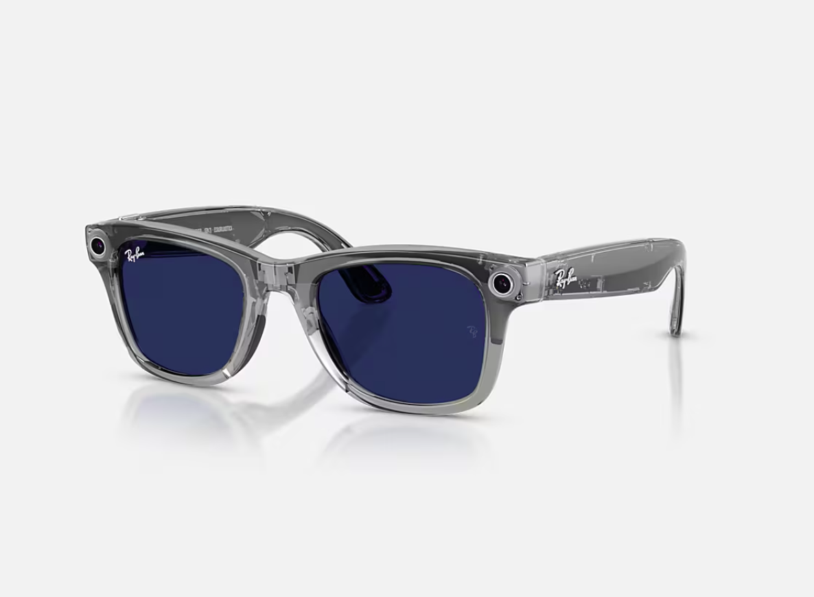Ray-Ban Meta Wayfarer Gen 2 AI Glasses Shiny Transparent Grey/Sapphire - imagine 2
