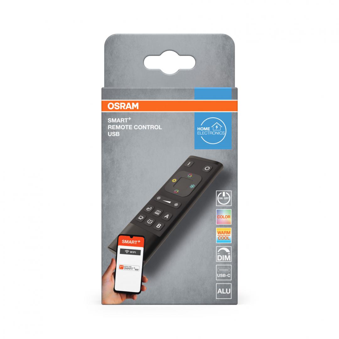 Telecomanda OSRAM SMART+ WiFi, 12x4.1x1.9cm, Gri, 2x baterii AAA neincluse,