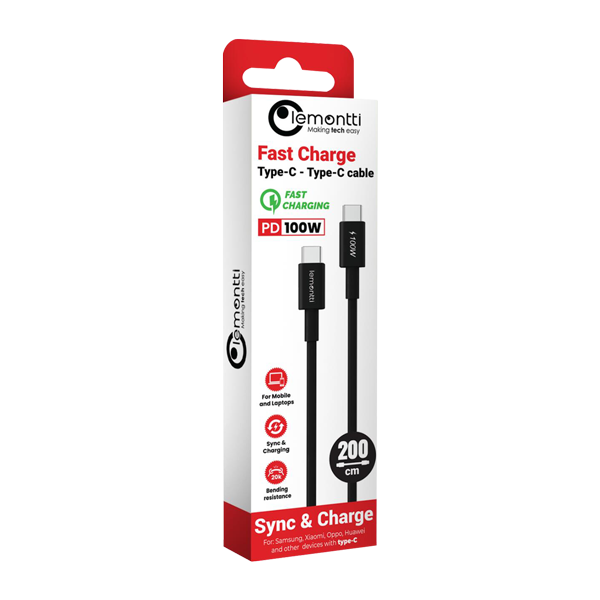 Cablu Lemontti Fast Charge Type-C la Type-C, USB C/ USB