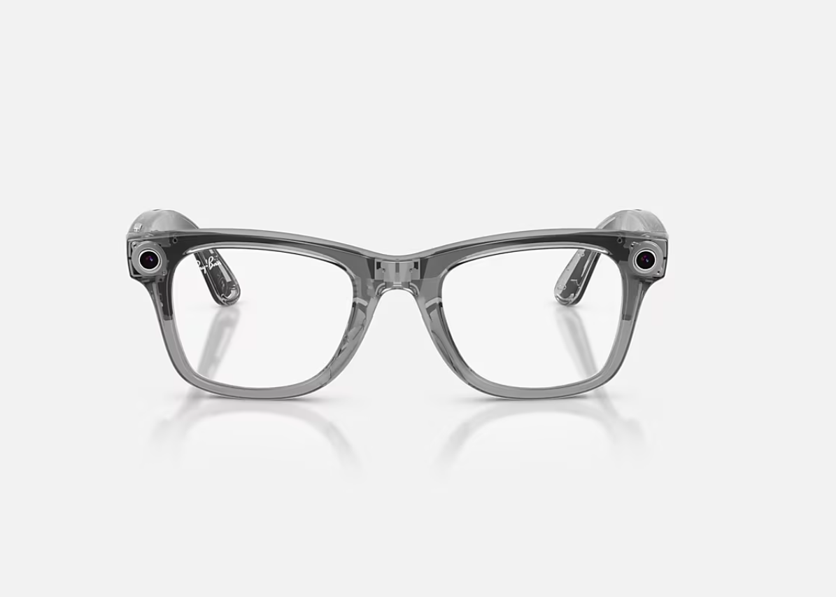 Ray-Ban Meta Wayfarer Gen 2 AI Glasses Shiny Transparent Grey/Sapphire - imagine 3