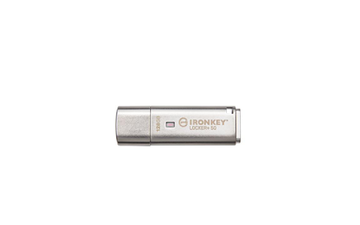 Memorie USB Kingston IronKey Locker+ 50 128GB, USB Type-A, Argintiu
