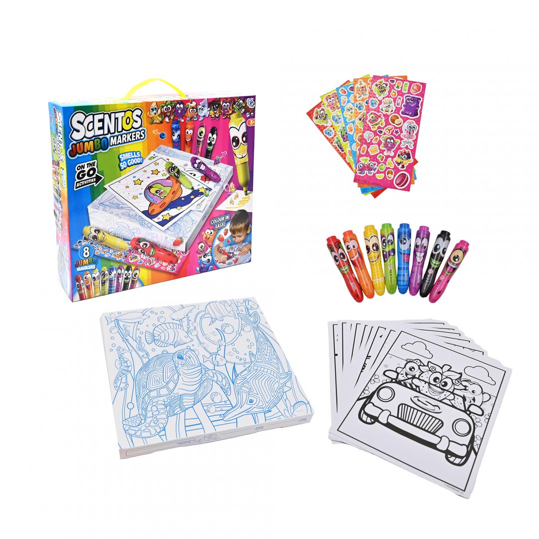 SET DE COLORAT PENTRU CALATORIE, CU MARKERE JUMBO, SCENTOS - imagine 2