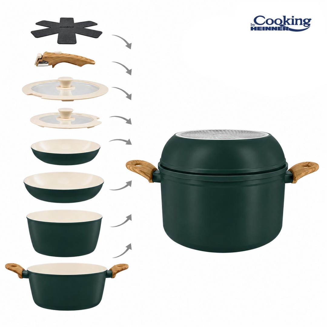 SET 8 PIESE DIN ALUMINIU FORJAT MARBELLA VERDE, COOKING BY