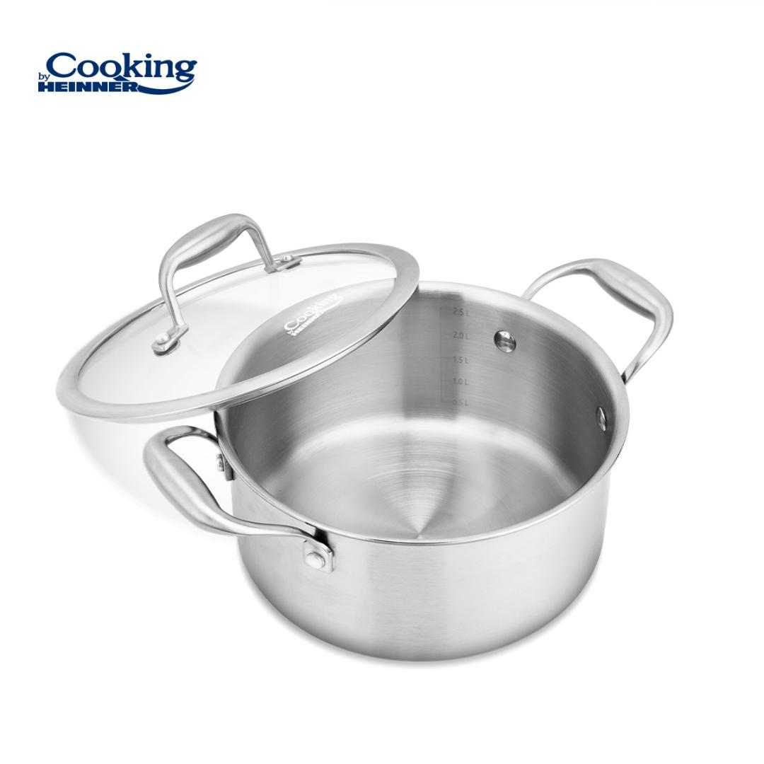 SEMIOALA INOX+CAPAC STICLA 20x10CM, 2.8L, ATOMIC3, COOKING BY HEINNER - imagine 4