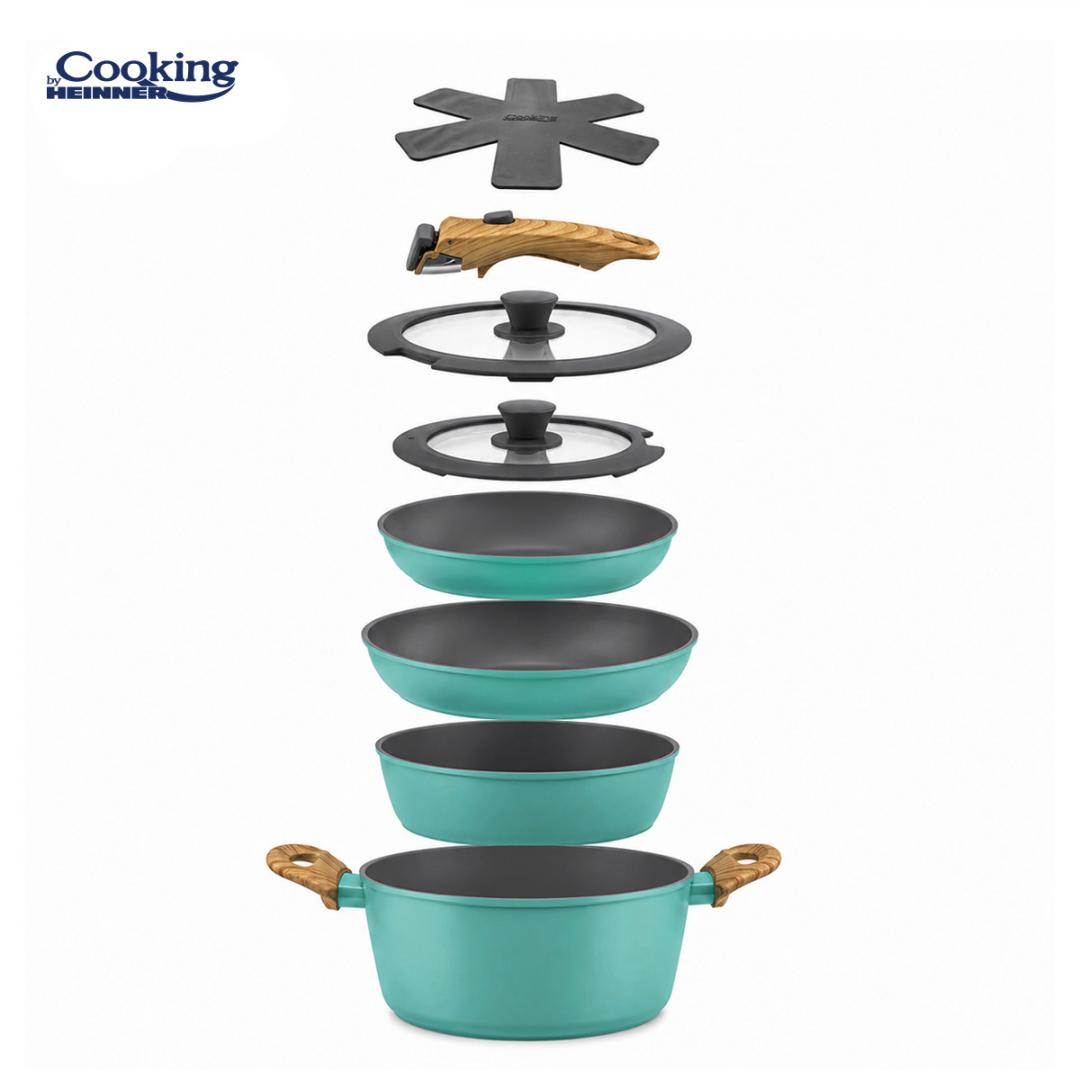 SET 8 PIESE DIN ALUMINIU FORJAT MARBELLA TURQUISE, COOKING BY - imagine 3