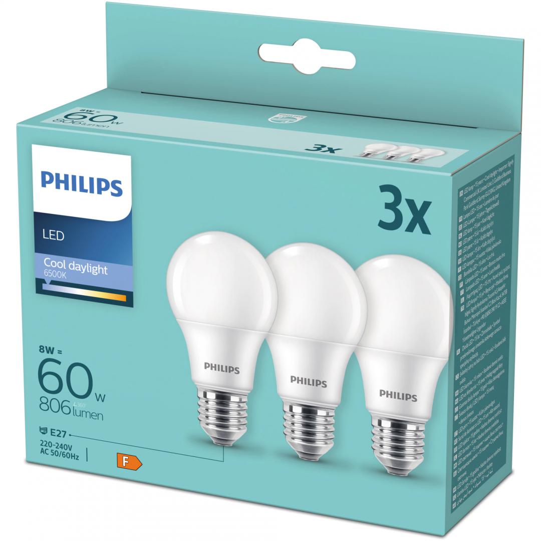 Emphasis Malfunction abort 3 Becuri LED Philips A60, E27, 8W (60W), 806 lm, - LEADShop