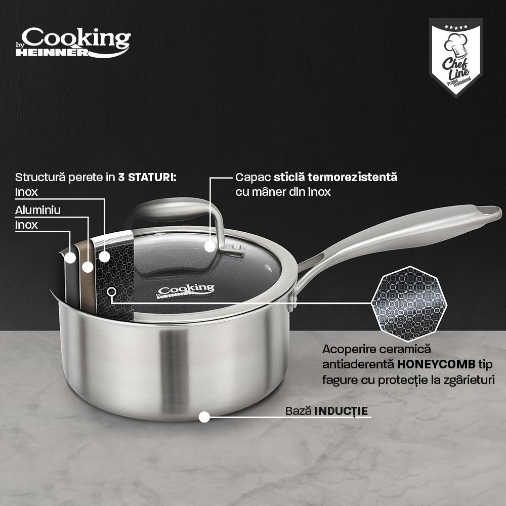 CASEROLA CU CAPAC, 16x8.5 CM, 1.6 L, TITANIUM3, COOKING BY - imagine 6