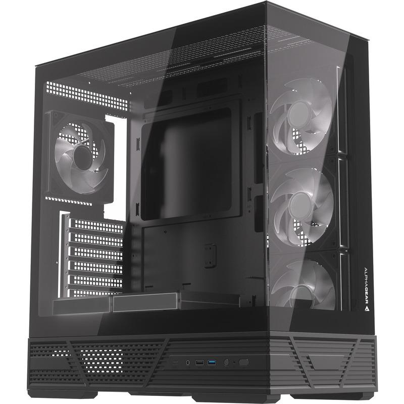 Carcasa ALPHAGEAR Dervish mark 2, RGB, Mid Tower, Black - imagine 2